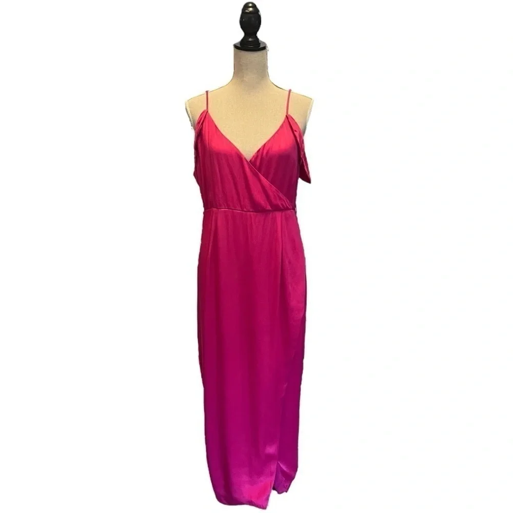 Bardot Leah Satin Off-The-Shoulder Maxi Wrap Dress - Picture 2 of 15